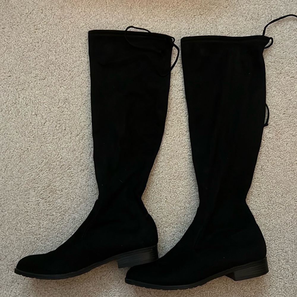 Unisa tall black fabric boots